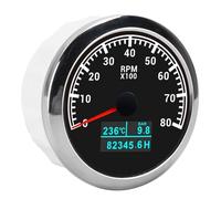 ACOGEDO Jauge de Pression d'huile de Température Tachymètre 3 Pouces avec Affichage des Heures Cumulées et Cadran rétroéclairé par LED Blanche pour Camion de Voiture Compatible avec les Systèmes 12