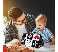 ACOGEDO Jouet Miroir Tummy Time pour activité à Contraste élevé, Jouet de Dentition et Blancs, Sensoriels pour Nourrissons et A-t-il Baby Mirr, Miroir Tummy Time, Noirs et Blancs