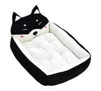 ACOGEDO Lit pour Chien de Dessin animé Hiver Chaud Mignon Lavable Toutes Saisons Lit de Chenil pour Chiens Chats Animaux de Compagnie Noir Akita env. 50 Cm/19,7 Pouces Saisons de Cheveux Non