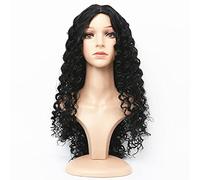 ACOGEDO Longue Perruque à Ondes Bouclées pour Cosplay et Déguisements de Fantaisie - Fibre Synthétique Résistante à la Chaleur, Taille Naturelle, Taille Réglable, Cheveux Noirs pour les Fêtes et