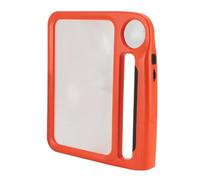ACOGEDO Loupe à LED Ergonomique avec 3 Modes d'éclairage, Poignée PU Anti-glip, 5x 10x Magrand de Poche Rectangulaire pour la Lecture des Personnes âgées, Orange