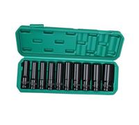 ACOGEDO Manomètre Flexible 10PCS Douille à Chocs /2 Inch Drive 10-24mm | Tuyau de manomètre en acier allié, conception à entraînement latéral hexagonal, boîte de rangement pratique, polyvalent
