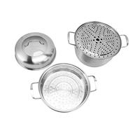 ACOGEDO Marmite à Vapeur Multicouche en Acier Inoxydable avec Couvercle en Verre trempé et Poignées Latérales - Batterie de Cuisine Polyvalente pour la Cuisine (3 niveaux)