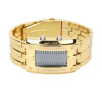 ACOGEDO Montre LED en Alliage d'or pour Hommes avec Affichage du Mode Heure Binaire pour Les Affaires et Les Vêtements Décontractés (l'or des Hommes)