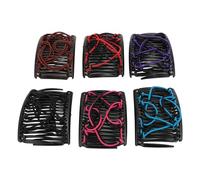 ACOGEDO Peigne de Cheveux Magique élastique Robuste avec Design à Double Peigne Extensible et Style Vintage pour les Styles de Cheveux Polyvalents - 6 Packs de Plastiques Multicolores et de