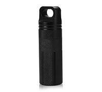 ACOGEDO Porte-pilule de Porte-clés Imperméable Extérieure - Capsule de Médecine en Alliage en Aluminium - Black Vis Top Sceau de Rangement pour Voyager (BLACK)