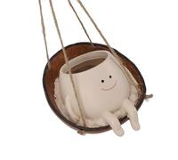 ACOGEDO Pot de Jardinière à Visage Pivotant, Polyvalent, Mignon, Innovant, Décoratif, Suspendu, en Résine, Têtes de Fleurs, pour Plantes d'intérieur et d'extérieur, 14x10.2x14cm / 5.5x4.0x5.5in