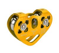 ACOGEDO Poulie de Tyrolienne à Double Escalade Poulie de Transport Aérien en Forme de Coeur pour Téléphérique Panoramique Levage en or Traversée de Sauvetage de Fret Matériel d'Escalade Portée (GOLD)