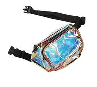 ACOGEDO Sac Banane Transparent irisé, Sac Ceinture Brillant avec Fermeture éclair, PVC Imperméable pour Voyage, Fête, Course à Pied, Randonnée, Mode Pratique comme Beau Pack de Poches élégant et 2