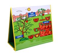 ACOGEDO Tableau de Conte Interactif Pliable en Feutre Double Face, avec Cartes de Fruits et Légumes, Ensemble de Jeu d'apprentissage pour Les Tout-Petits
