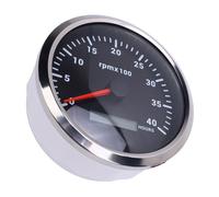 ACOGEDO Tachymètre 110 Mm 4 3/8 Pouces Rétro-éclairage 7 Couleurs Jauge 4000 Tr/min avec Compteur Horaire pour Camion Tracteur Remorque Voiture RV Bateau DC 9 à 32 V Cadran Noir Lunette Argentée