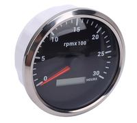 ACOGEDO Tachymètre 110 Mm Rétro-éclairage 7 Couleurs DC 9-32 V 3000 Tr/min avec Compteur Horaire pour Voiture, Yacht, Camping-car, Bateau, Camion, Cadran Noir, Lunette Argentée CXA003 Derv (Cadran