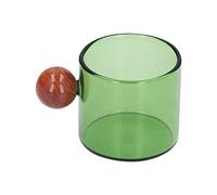 ACOGEDO Tasse à café Tasse à café en Verre de Style Simple et Vintage Résistante la Chaleur Polyvalente avec Boule en Bois pour le, la Bière, le thé Ambre et Résistant l'environnement, en Verre