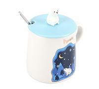 ACOGEDO Tasse d'animal en Relief Tasse à café Mignonne de Dessin animé avec Couvercle Cuillère Cadeau de Couple pour BoireAniaml comme il ou être avec Couvercle pour Facile Amis TasseMugAnimal (#4)