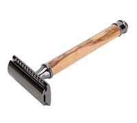 ACOGEDO Tête de Couteau à Sceller Manuelle et Confortable avec Manche en Bois D'olivier en Laiton et Alliage de Zinc, Technologie D'ajustement serré pour le Rasage de la Barbe et les (BLACK)