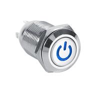 ACOGEDO Type momentané en Métal de Poussée de Puissance de 12mm LED Blanche 3V Sensation Tactile Rubbe Interrupteur Poussoir de Puissance LEDinterrupteur momentané LEDinterrupteur de Voiture (BLUE)