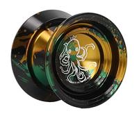 ACOGEDO Yoyo Balle Alliage d'aluminium Non Réactif pour Le Jeu avancé avec Un Design Bleu sans Fondu, Comprend 3 Cordes et Un pour la Compétition (Or Noir)