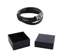 ACOLY Bracelet en cuir « À mon mari » (noir + carte) avec étui - Tressé/tricoté multicouche, bijou pour homme avec inscription « Je t'aime »