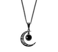 ACOLY Pendentif en cristal de lune, alliage gothique foncé, collier lune de style gothique - Cadeau bijoux pour Halloween, Saint-Valentin, Noël et Nouvel An pour femmes et filles