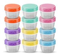 ACOMTUO 12 Pièces Petits Pots De Conservation 77ml,Mini Récipients Hermétiques avec couvercle hermétique réutilisable,Pour conserver les déjeuners, purées, yaourts, fruits, sans BPA (4,5x6cm)