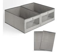 ACOMTUO 2 Pièces Boîte de Rangement 44 x 30 x 19.5 cm, Panier Rangement Pliable, Rangement Tissu, avec Fenêtre Transparente, Pliable, pour Linge, Jouets, Vêtements, Livres