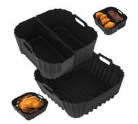 ACOMTUO 3 Pièces Moule Silicone Air Fryer, Accessoires Air Fryer pour Cosori 6L/5,5L, Philips 6,2L, Ninja AF181AF180AF141AF140 Réutilisable Plat Silicone Airs Fryer pour Friteuse à Airs, Micro-Ondes
