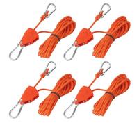 ACOMTUO 4 Pièces Tendeur de Corde à Cliquet, 4mm x 4m Corde à Cliquet Réglable, Cordes de Tente avec Poulie, Corde De Camping Légère pour Lampe Plantes Tente Randonnée(Orange)