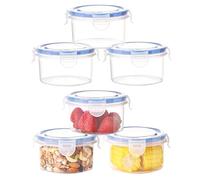 ACOMTUO 6 Pièces Boite Hermetique Alimentaire 300ML, Pot Plastique avec Couvercle Hermétique, Petits Contenants Alimentaire, Bols en Plastique, pour Fruit, Compotes, Purées, Yaourts