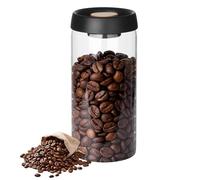 ACOMTUO Boîte à café 1800 ml, en verre borosilicate hermétique, idéale pour conserver les noix, le thé, les fruits secs, l'humidité et l'oxydation (noir et or)