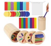ACOMTUO Jouet en Bois Éducatif 1 2 3 Ans Jeu de Tri Sensoriel Motricité Fine Jouets en mpiler et Trier Couleurs, Avec Sac Rangement, Jouet en Bois 1 2 3 Ans