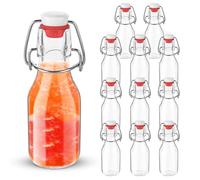 ACOMTUO Lot de 12 Bouteille en Verre avec Bouchon Mécanique 100ml,Bouchon Pivotant,Bouteille Vide Verre pour Liqueurs, Huile, Vinaigrette, Bière, Jus