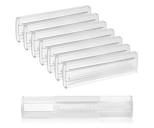 ACOMTUO Lot de 8 Separateur Tiroirs Reglable,Séparateur Tiroir Transparent,Organisateur Diviseurs de Tiroir Réglable pour Ustensiles,Cuisine,Vanité, Salle de Bain, Maquillage