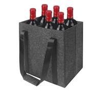 ACOMTUO Sac à Bouteilles 6 Compartiments, Sac Bouteille avec Poignées, Réutilisable Porte Bouteille, Sac Porte-Bouteille de Vin Portable, pour Vin et Champagne, 27cm x 18cm x 27cm - Noir (6 Cases)