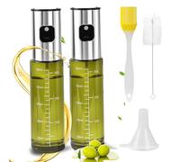 ACOMTUO Spray Huile Cuisine, 2 Pièces Spray Huile Cuisine, 100 ML Pulverisateur Huile Cuisine avec Échelle avec Entonnoir, Vaporisateur d'huile en Acier Inoxydable et Verre, UV et 100% sans BPA