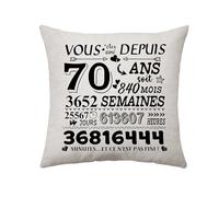 Aconesong Cadeau pour 70ème Femme Homme 70e Cadeaux d’Anniversaire Décorations Souvenirs d’Anniversaire Cadeaux Housse de Coussin pour 70e Anniversaire Coussin Housse de 70 Ans (70)