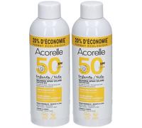 Acorelle Nature Sun Spray Solaire IP50 Enfants Peaux Sensibles Bio Flacon-Pompe recharge Liquide 2x150 ml