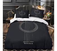 Acoustic Guitar Linge de Lit 3D Imprimée Microfibre 3 Pièces Taie Ultra Douce musical Instrument Ensemble De Literie Hypoallergique Entretien Facile for Garçons Adolescents Single（140x200cm）