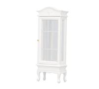 Acouto 1:12 Maison de Poupée Miniature Cabinet Simulation en Bois Toit en Arc Blanc Porte Simple Vitrine de Maison de Poupée Qui Simule Une Structure Réaliste à l'échelle de l'armoire Haute de
