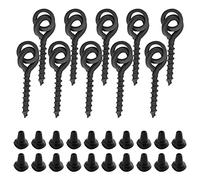 Acouto 10 Pièces Vis d'appât avec 20 Pièces Anneaux Ovales Arrêt de Plate-Forme de Carpe Vis de Crochet de Matériel de Pêche à la Carpe Utilisation Pratique Les d'appât R avec Arrêts de (Black)