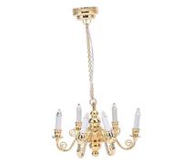 Acouto : 12 Lustre de Maison de Poupée Allumant 6 Têtes Suspendues, Plafonnier Miniature pour Maison de Poupée, Ce Lustre Moderne à 6 Têtes pour de Est DécoratifLustre de de (Gold)