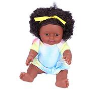 Acouto 12 Pouces Belle Simulation Fille Noire Poupée bébé Africain Poupée Enfant Jeu de Rôle Jouet Cadeau d'anniversaire Q12?078C et Visage Bonne volonté Les Cheveux Réalistes Enfants comme la Peau