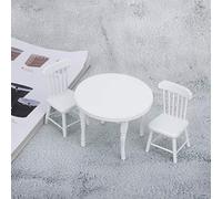 Acouto 12 Tables à Manger Miniatures en Bois Blanc et Deux Chaises Ensemble de Meubles de Cuisine Accessoires pour Maison de Poupée 3 Pièces/Ensemble de Chaise de Table et Exquise Accessoire de