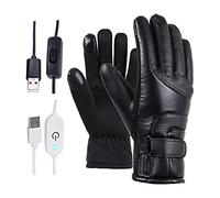 Acouto 2 Pcs Chauffés PU Cuir Non Glisse Palmier 5 Doigts de Chauffage électrique pour le Cyclisme d'hiver Encore le de Chauffage chauffé effesté