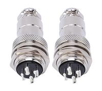 Acouto 2 Pièces Connecteur de Prise de Courant d'aviation Coque en Alliage de Zinc Connecteurs Plaqués Argent en Cuivre 4 Broches Vraiment Super Connecter Connecteur de Prise d'aviationPrise et (4