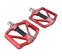 Acouto 2 Pièces Pédale de Vélo de Montagne Vélo en Alliage d'aluminium Pédale de Roulement Ultra Légère Palin Antidérapante Rouge Pas pour Anti Bouche Universel Facile Desserrer Vélos Ajustement