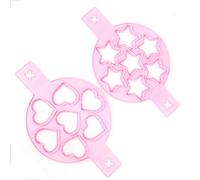 Acouto 2PCS Anneaux à Crêpes aux Oeufs, Séparateurs d'Oeufs en Forme d'Étoile Fabricant 'Oeufs en Silicone Antiadhésif Poêle à Oeufs Portable Accessoires de Grill pour Camping Intérieur Petit