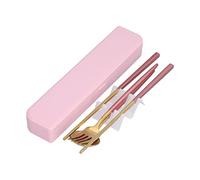 Acouto 3 Pièces/Ensemble d'ustensiles de Voyage Portables Ensemble de Baguettes de Fourchette de Cuillère en Acier Inoxydable pour l'or Rose d'école et Impact sur la Décoloration Protégée au (Or