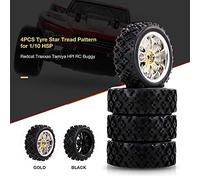 Acouto 4 Pièces 1/10 RC Pneu de Route Motif de Bande de Roulement en étoile pour 1/10 HSP HPI RC Buggy Spécial avec Pneu de de Poignée en étoile 45667 Bon Conception de Buggy en Nylon approprié