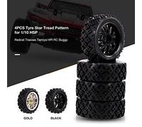 Acouto 4 Pièces 1/10 RC Pneu de Route Motif de Bande de Roulement en étoile pour 1/10 HSP HPI RC Buggy Spécial avec Pneu de de Poignée en étoile 45667 Bon Conception de Buggy en Nylon approprié