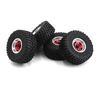 Acouto 4 Pièces Pneus Télécommandés 57mm avec Roue de 7mm Jante de Roue Hexagonale Beadlock Jeu de Pneus en Caoutchouc de Remplacement pour Voiture Axiale SCX24 AX24 TRX4M FCX24 1/18 1/24 à Une